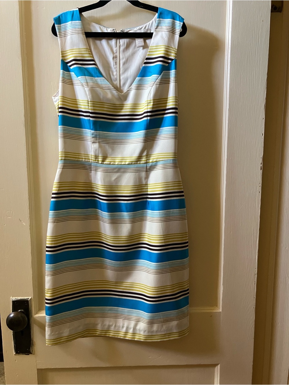 Banana Republic Midi Dress in White, Blue & Yellow